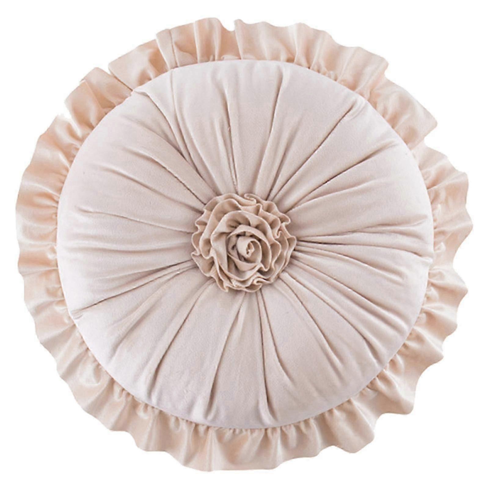 Seat Pillow Ruffle Super Soft Comfortable Touch Full Filling Elastic Decorative Round Office Nap Back Support Plush Pillow Home Supplies Kaesi