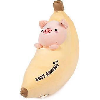 21.7" Pig Plush Pillow Cute Banana Stuffed Animal Kawaii Squishy Anime Piggy Plushie Soft Hugging Pillow Plush Toy Gifts For Kids Boys Girls Halloween