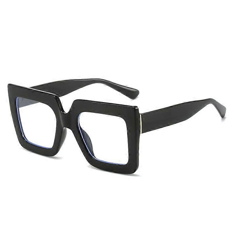 Reading Glasses Blue Light Blocking Computer Readers Oversized Anti Eyestrain Eyeglasses Square Flat Light Mirror (Color : Black, Size : 0.00)