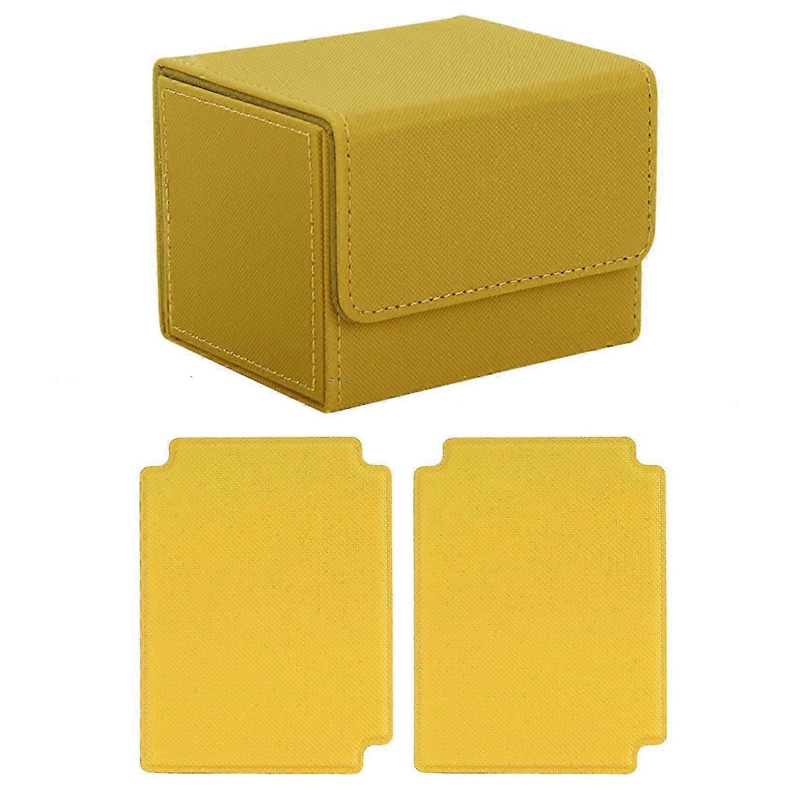 Trading Card Deck Box Cards Case Sturdy Game Cards Protector with 2 Dividers-color: yellow