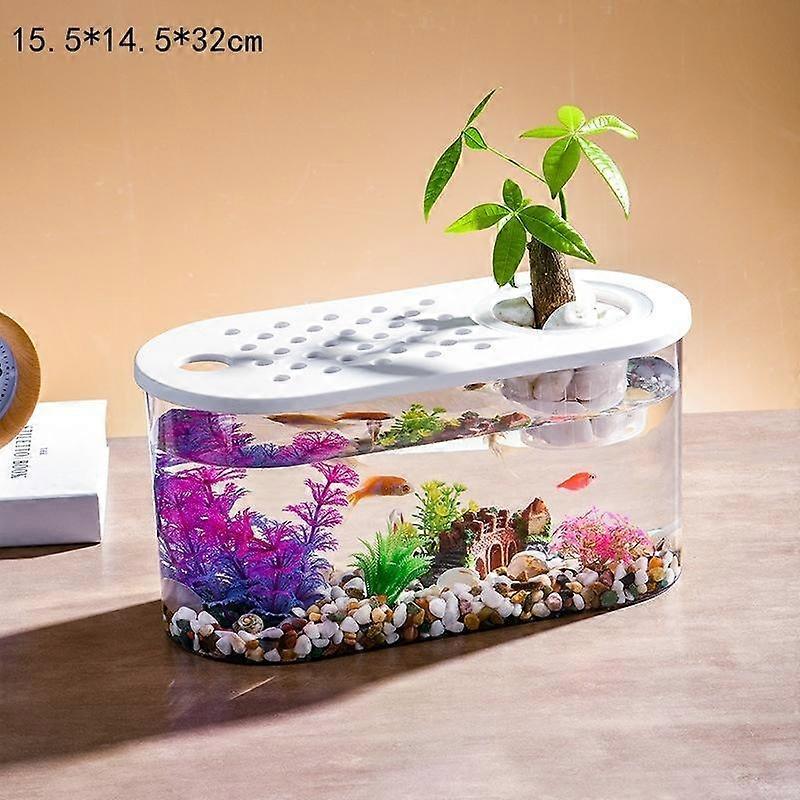 Transparent Micro Landscape Ecological Fish Turtle Tank Hydroponics Aquaponic Planter Breeding Box Aquariums Table Decoration