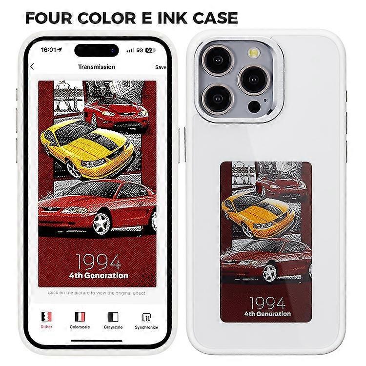 Compatible pour iPhone 14 Pro Max E Ink Phone Case 4 couleurs Affichage DIY Pattern Phone Cover