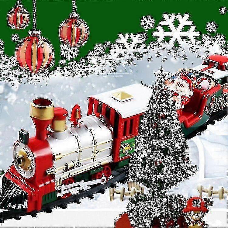 Electric Christmas Train - Sound And Light - Train Christmas Decoration With Animated Wagon And Santa Claus Tree Rails - Anyou