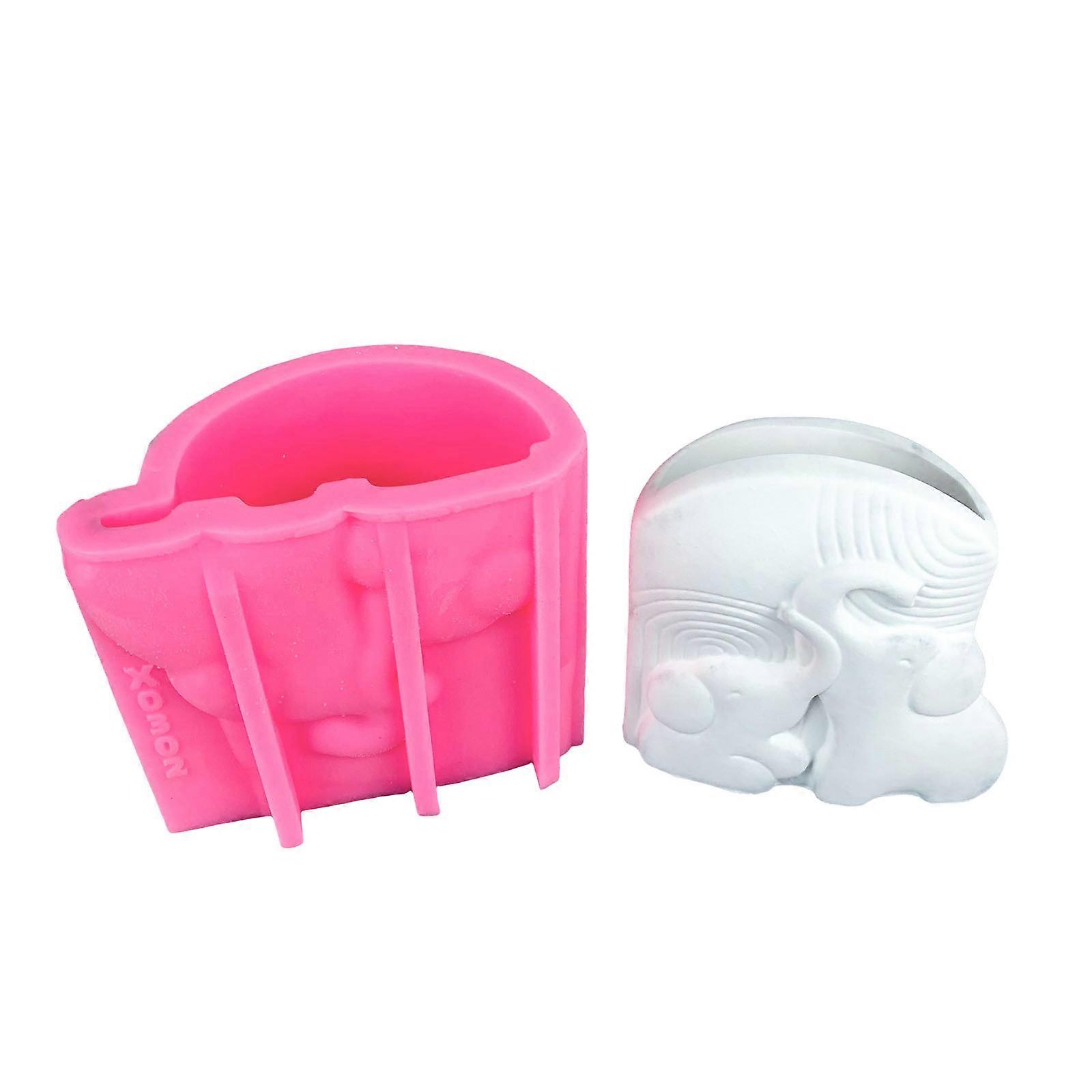 Decorative Elephant Vase Craft Mold Easy to Use Silicone Concrete Planter Casting Mold for Elephant Succulent Pots
