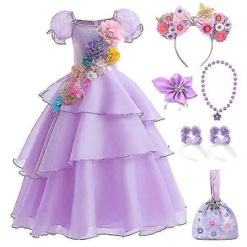 6 Paket Kız Isabela Prenses Elbise Çocuklar İçin Encanto Madrigal Isabela Kostüm Cosplay Karnaval Parti Elbiseleri