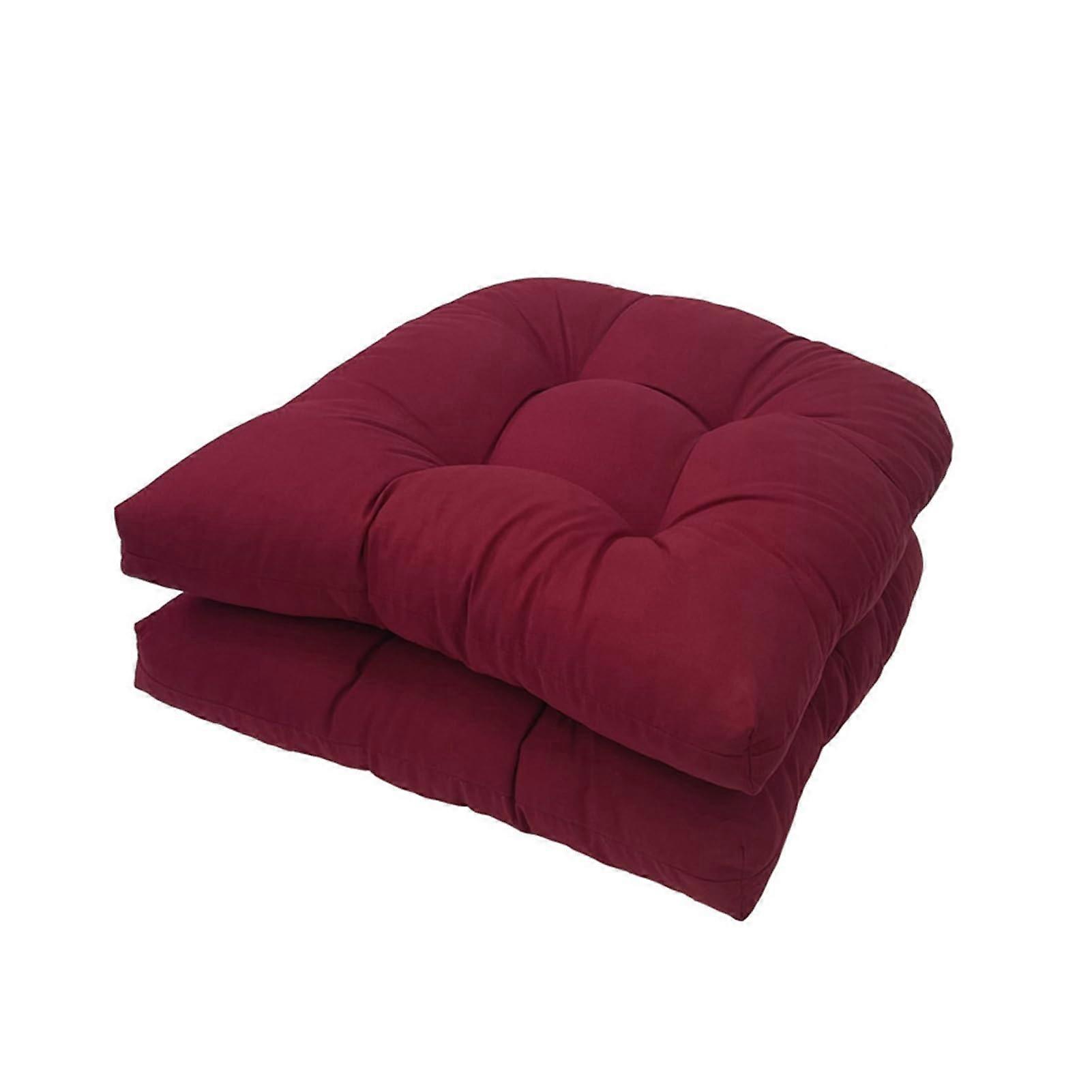 Ushaped Rattan Chair Cushion Set for Rattan Chairs, Indoor Outdoor Use, Wine Red, 2 Pieces
