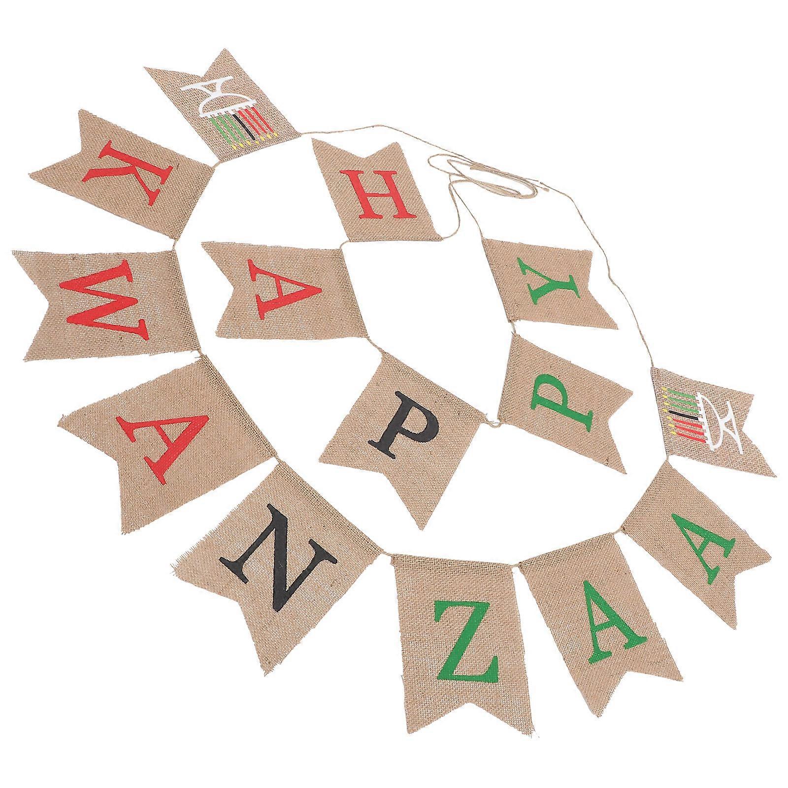 Rustic African Holiday Kwanzaa Party Linen Banner Garland Decoration for Photo Booth Backdrop