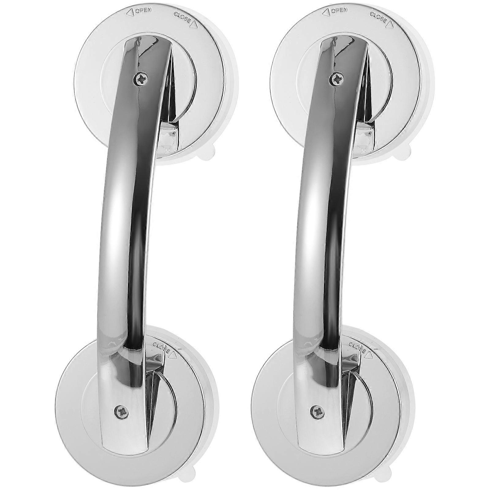 2 Pcs Suction Grip Bars Plastic Handle Knobs for Glass Doors Easy Install Bathroom Mobility Assistance