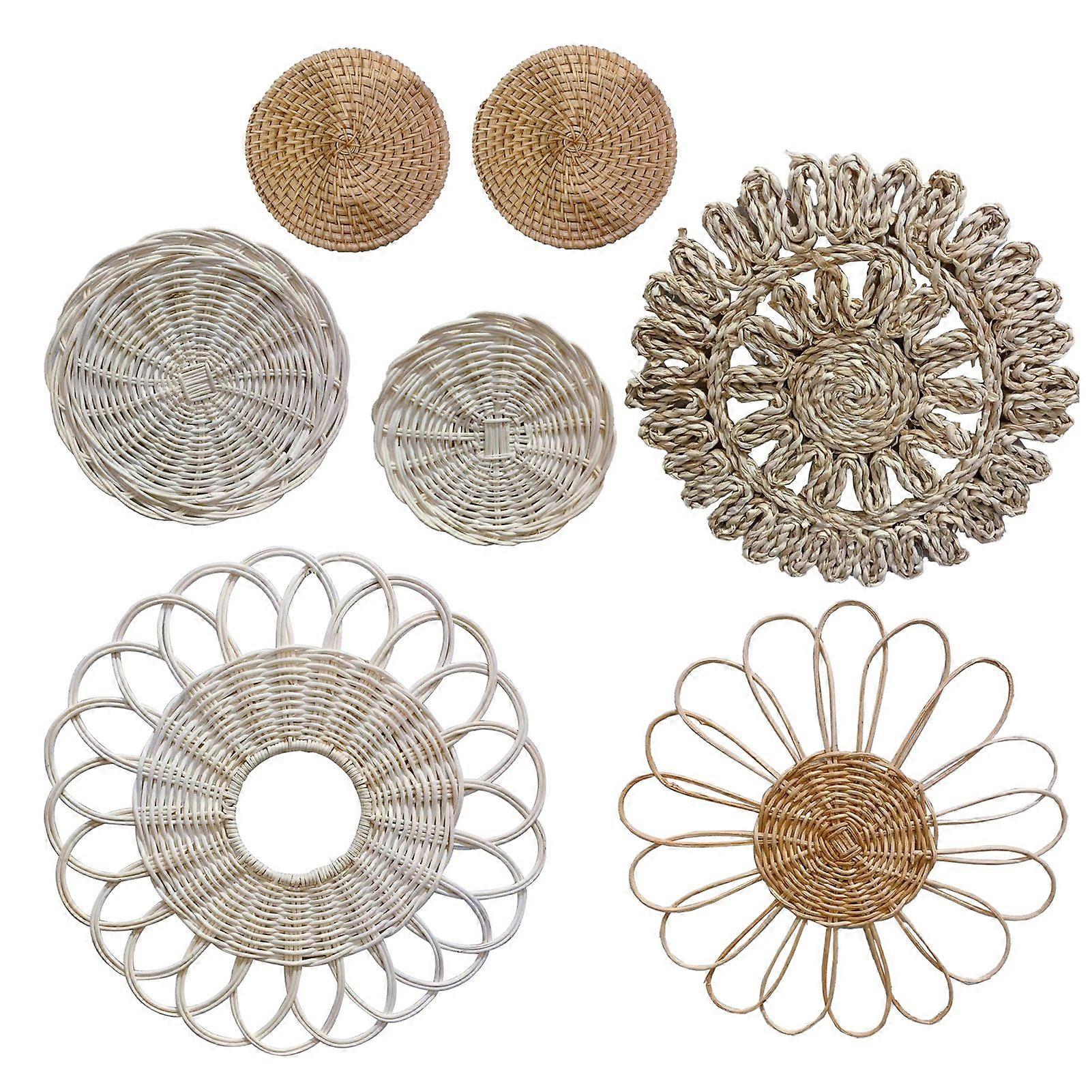 (籐海苔7個セット)北欧スタイルの寝室のリビングルームの研究手織りの籐の特徴的な性格の壁の中空の装飾品