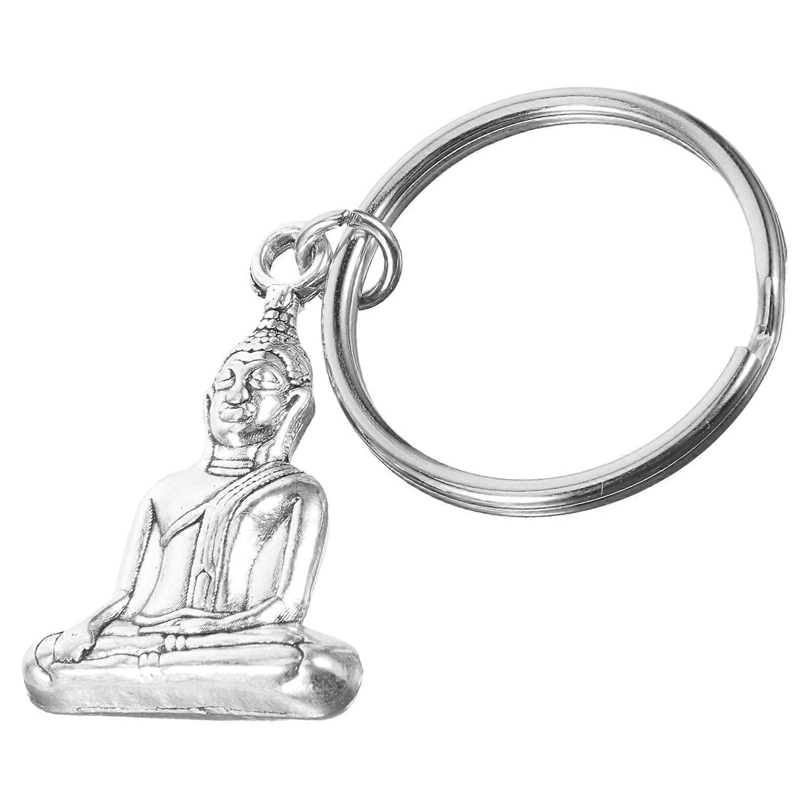 Buddha Key Chain for Car Keys Vintage Style Silver Alloy Keyring