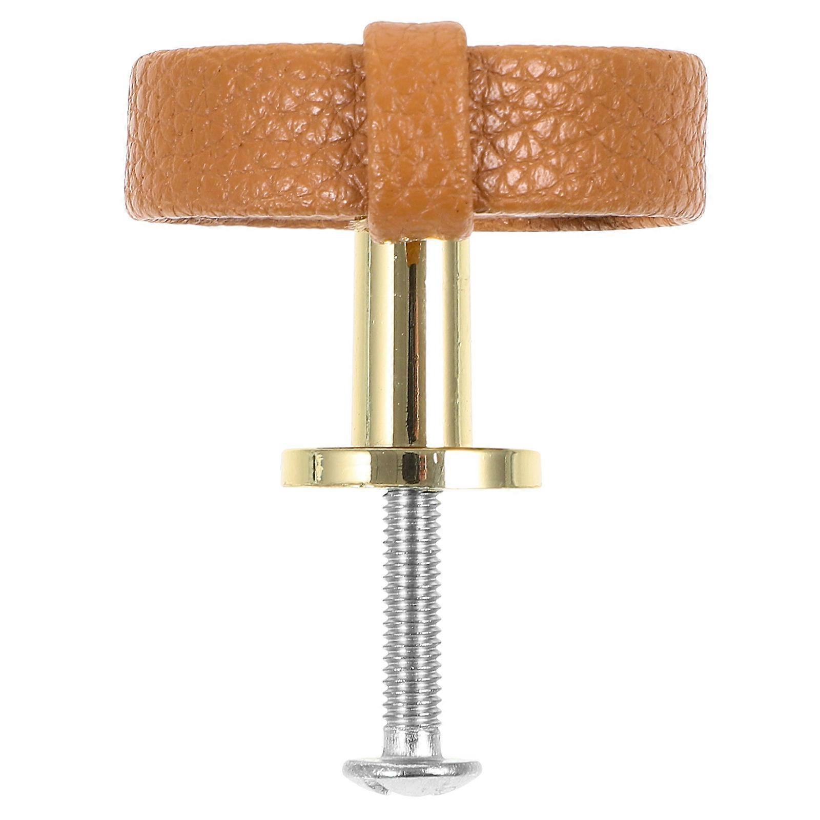 Drawer Pulls Handles Cabinet Handle Leather Design For Furniture Decor Round Single Hole Brown 1Set