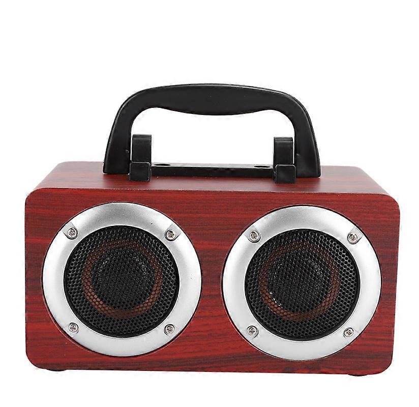 Portable Wooden Bluetooth4.2 Speaker Loudspeaker Box Red Wood Grain Enjoy Music Equipment(Red)