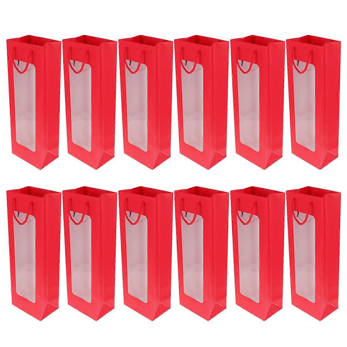 Kraft Bags With Window Rectangular Handle Design 12Pcs
