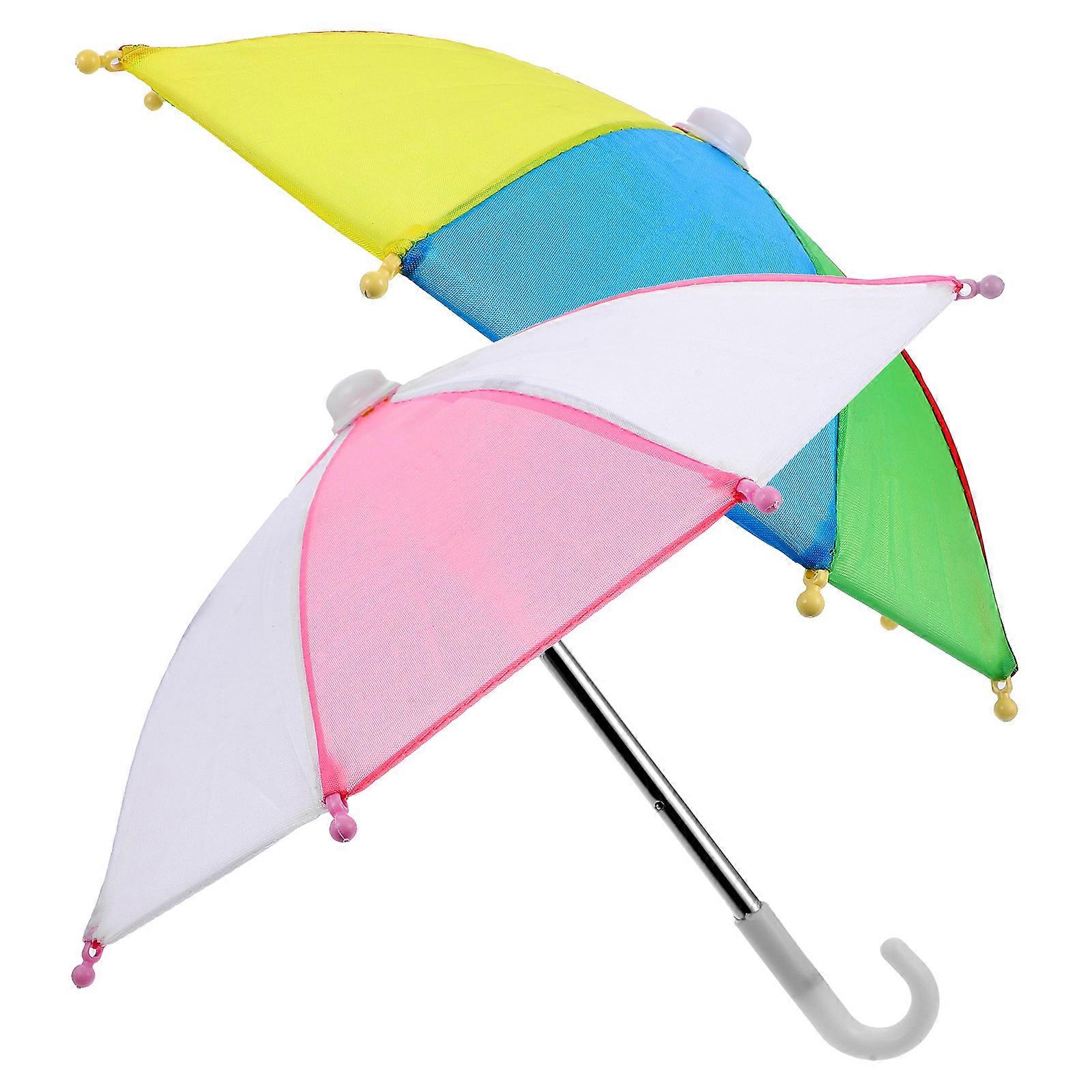 Umbrella Prop Mini Umbrella Photography Scene Prop Rain Protection House Decoration Assorted Color 26.00X26.00X21.50CM 2Pcs
