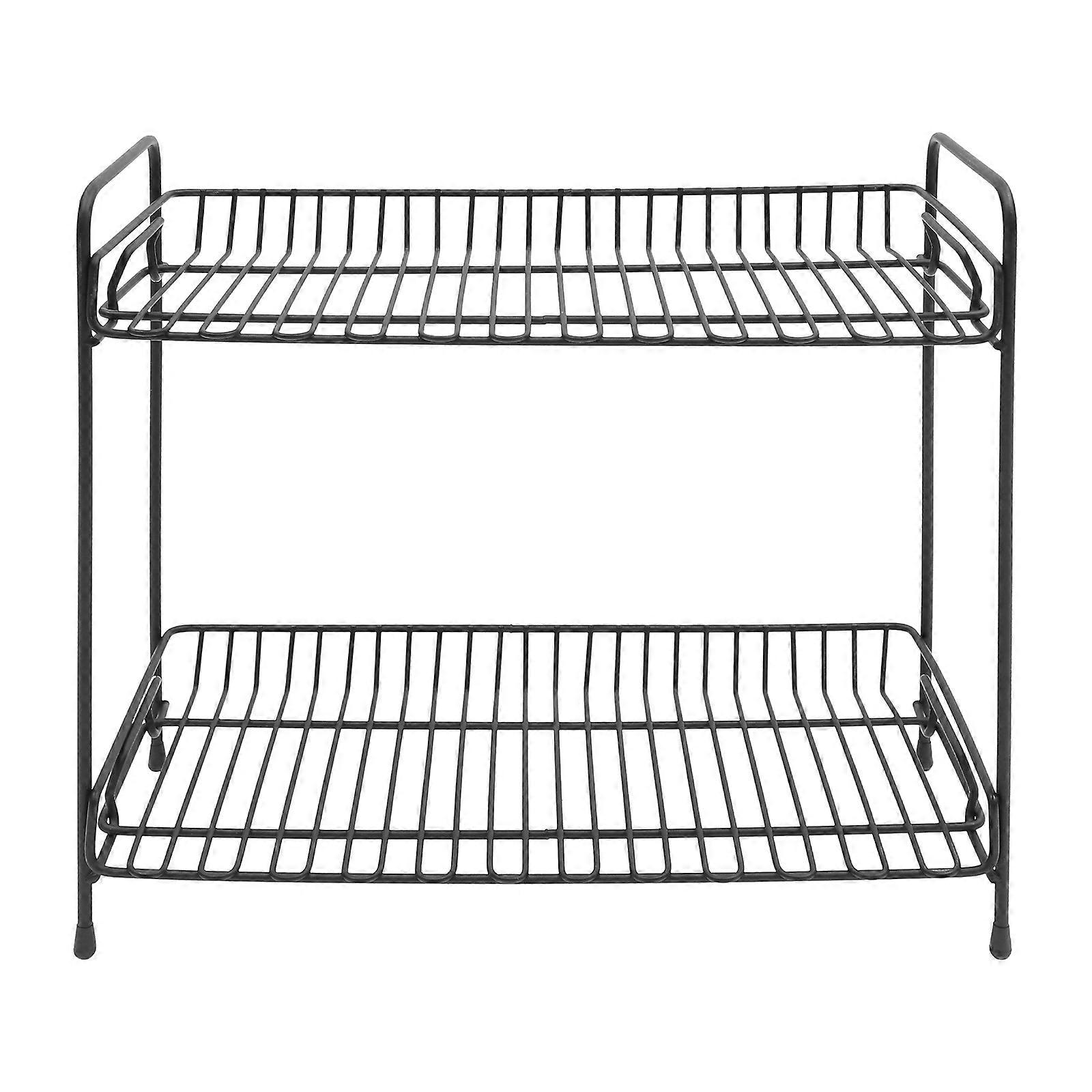Multi-Functional Condiment Rack Kitchen Shelf Black 32.3X34.8CM Convenient Storage 1Set