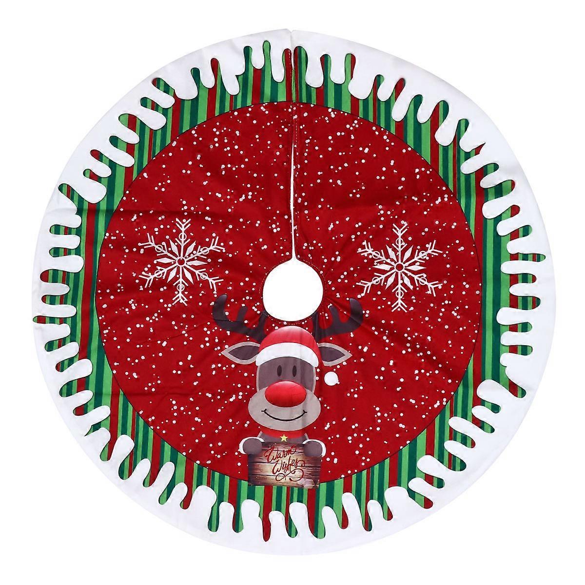 Soft Tree Skirt Reindeer Decorative Christmas Tree Bottom Cover Multi-Colored 80cm Diameter Keeps Debris Off Floors 1Pack