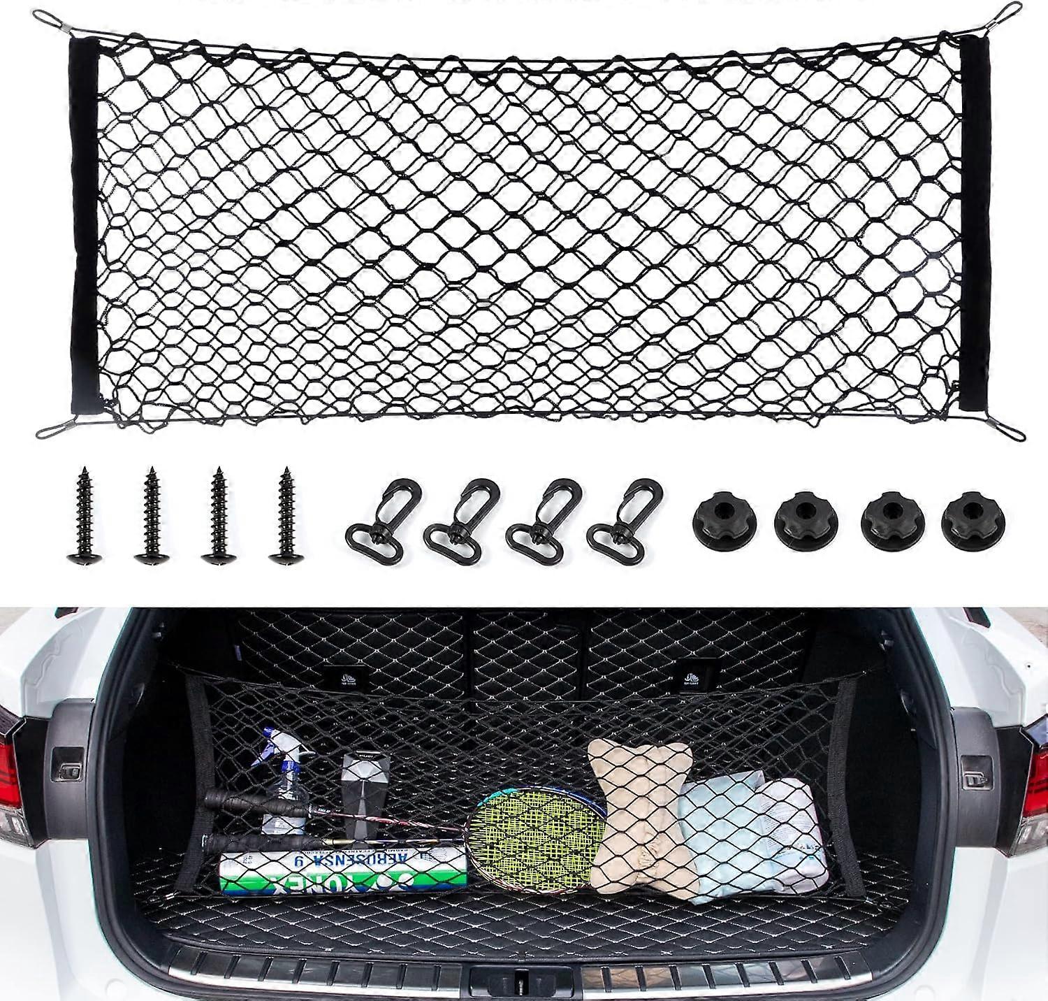 Stretchable Car Trunk Storage Net, Adjustable Elastic Car Trunk Net with Hook, Universal Fit (89.9 x 40.1 cm)
