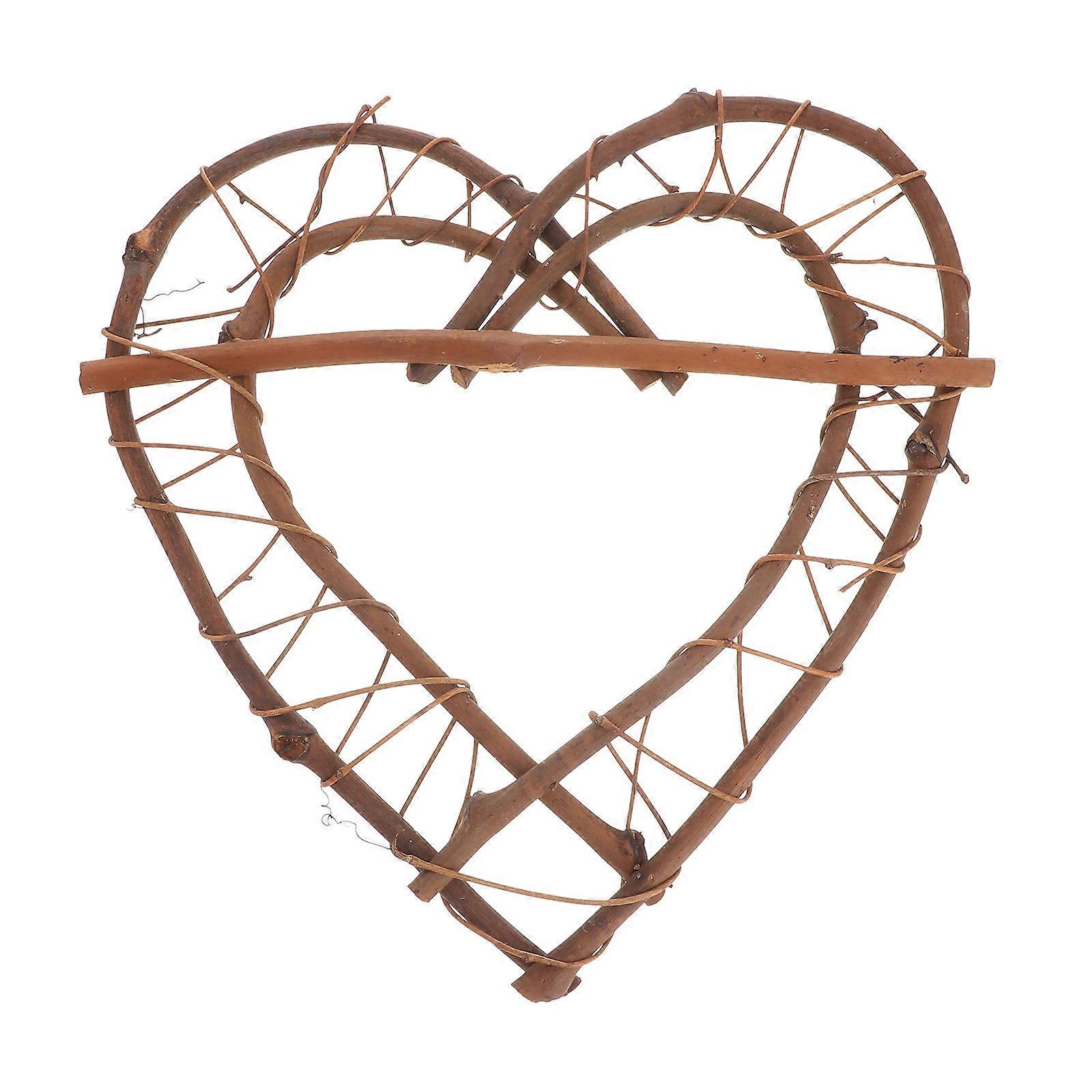 Kranz Form Rattan Kranz Wohndekoration Doppel Herz Hellbraun 26cm Durchmesser Diy Mikro-Landschaft 1Pack