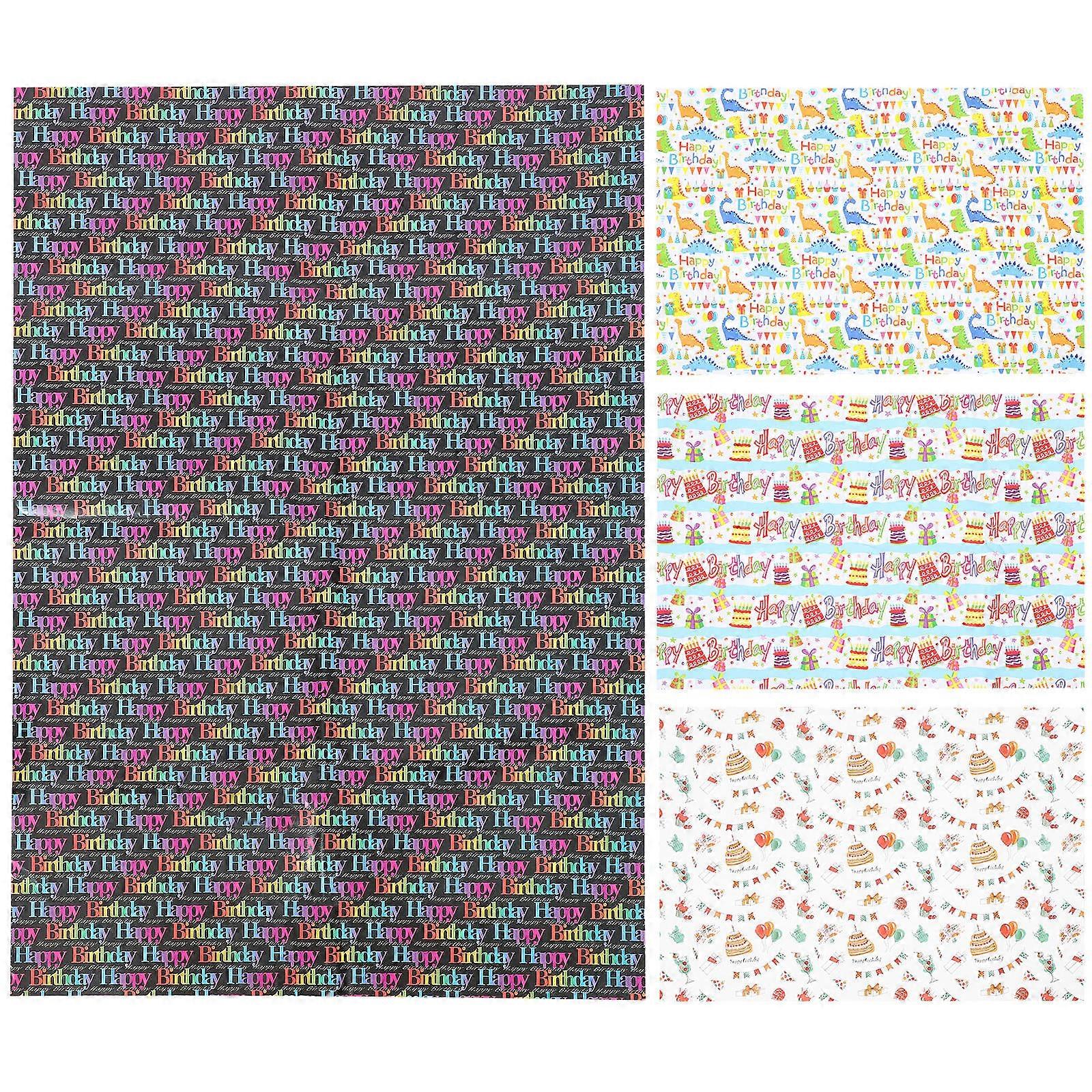 Packing Paper For Birthday Wrapping Papers Multi Colored Roll Design Two Sided Design 4 Sheets