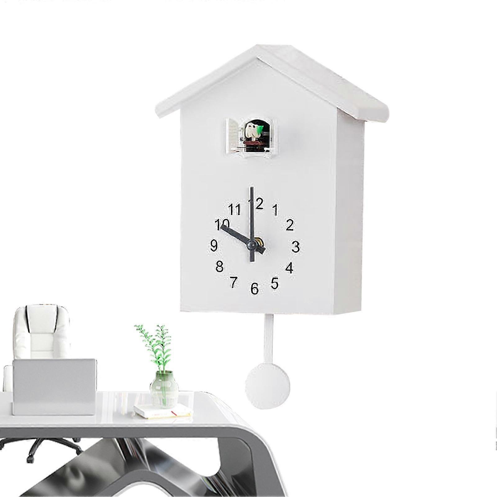 Cuckoo Wall Clock with Bird Sound Pendulum White