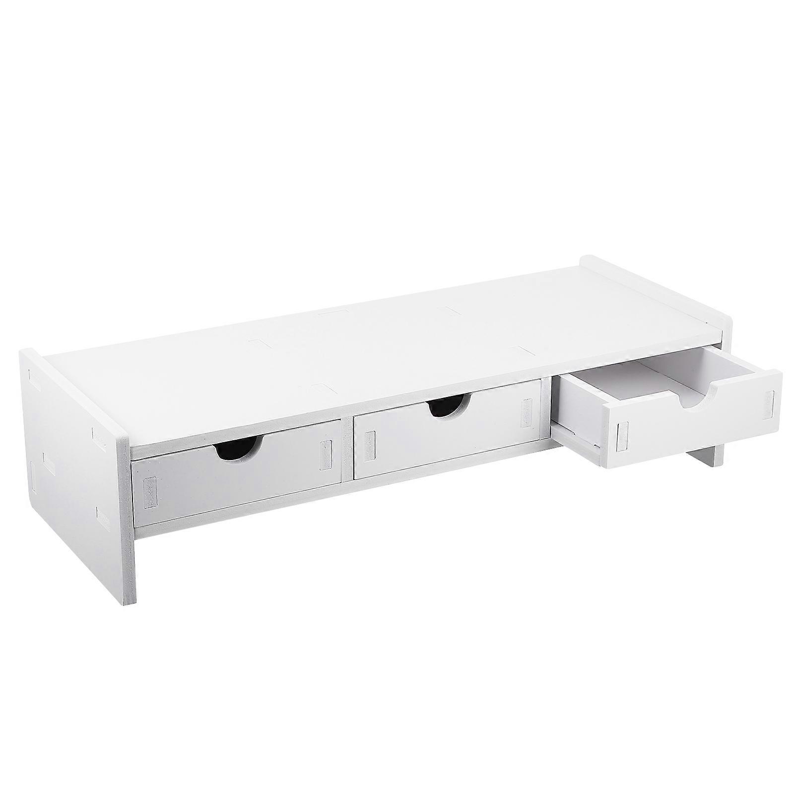 Desktop Pc Stand Monitor Riser Holder Computer Screen Stand Office Work White 49X19CM Height Adjustable Desktop Organization 1Pc