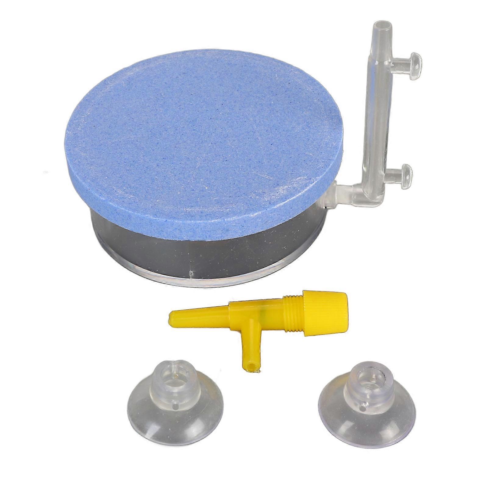 Fish Tank Air Refiner Disc High Transparency Quiet Dual Suction Cup Aquarium Air Refiner Kit with Regulating Valve Blue