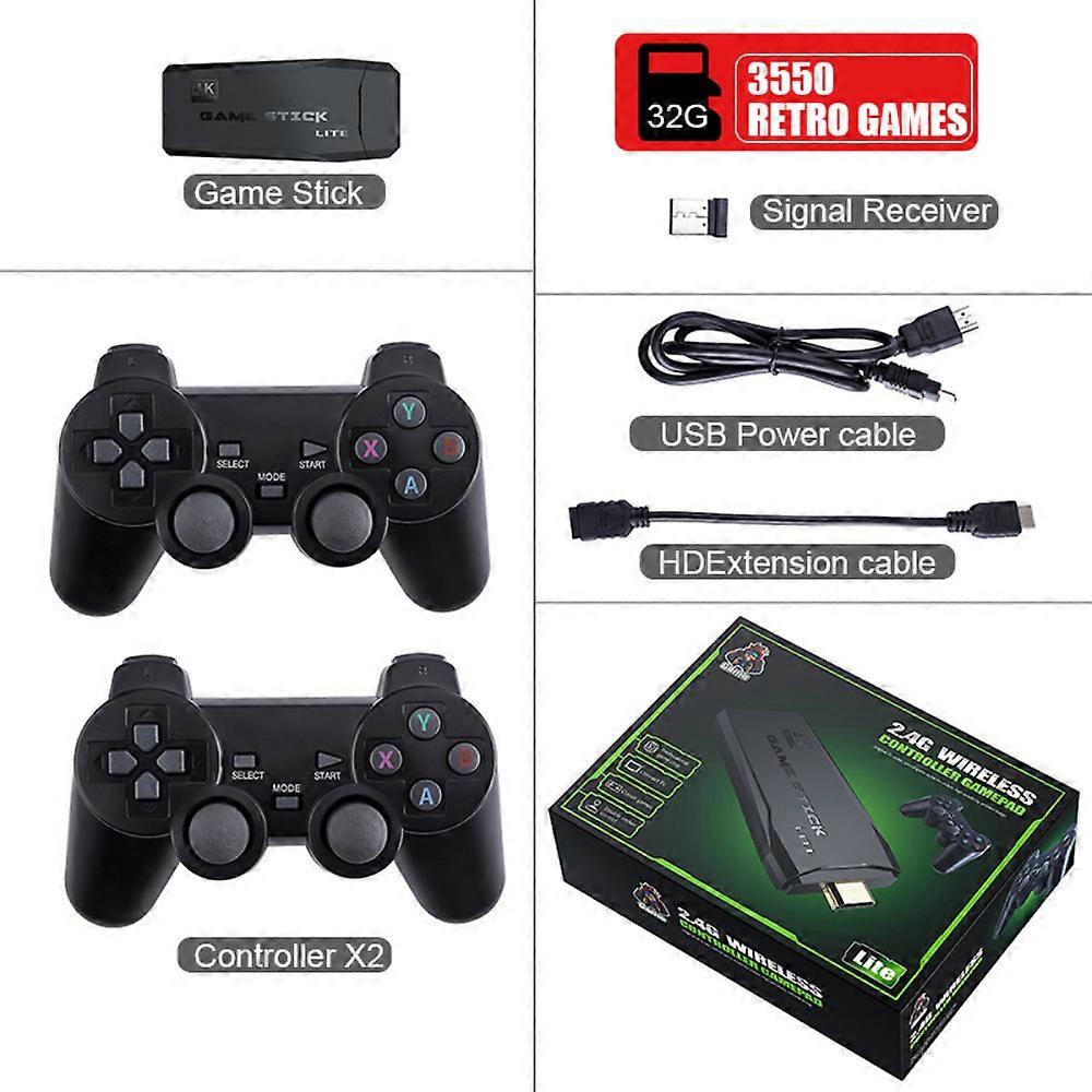 M8+64 Game Console Built-in 20000 + 64GB Two-person Wireless Controller 2.4G Stick 4K HD PS1 GBA Video Children's Christmas Gift
