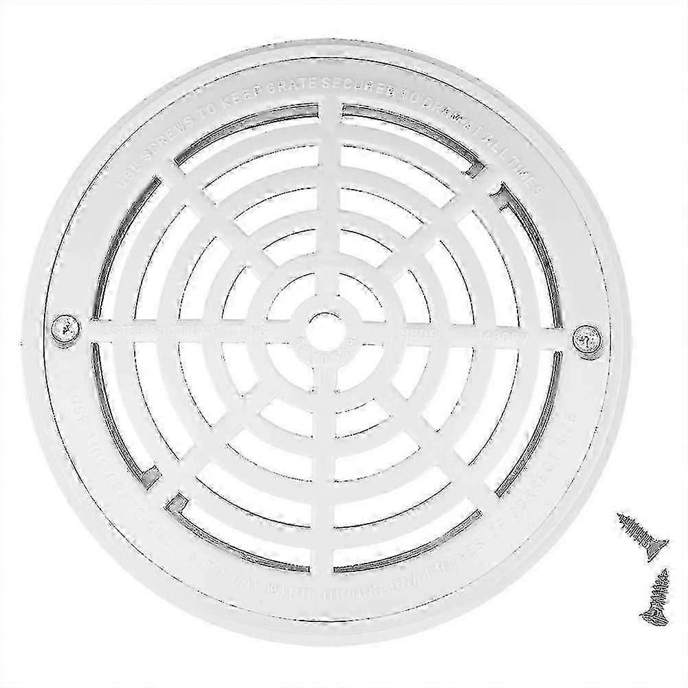 8-Inch Pool Drain Cover with White Top Grate and Bottom Mounting Plates Replacement