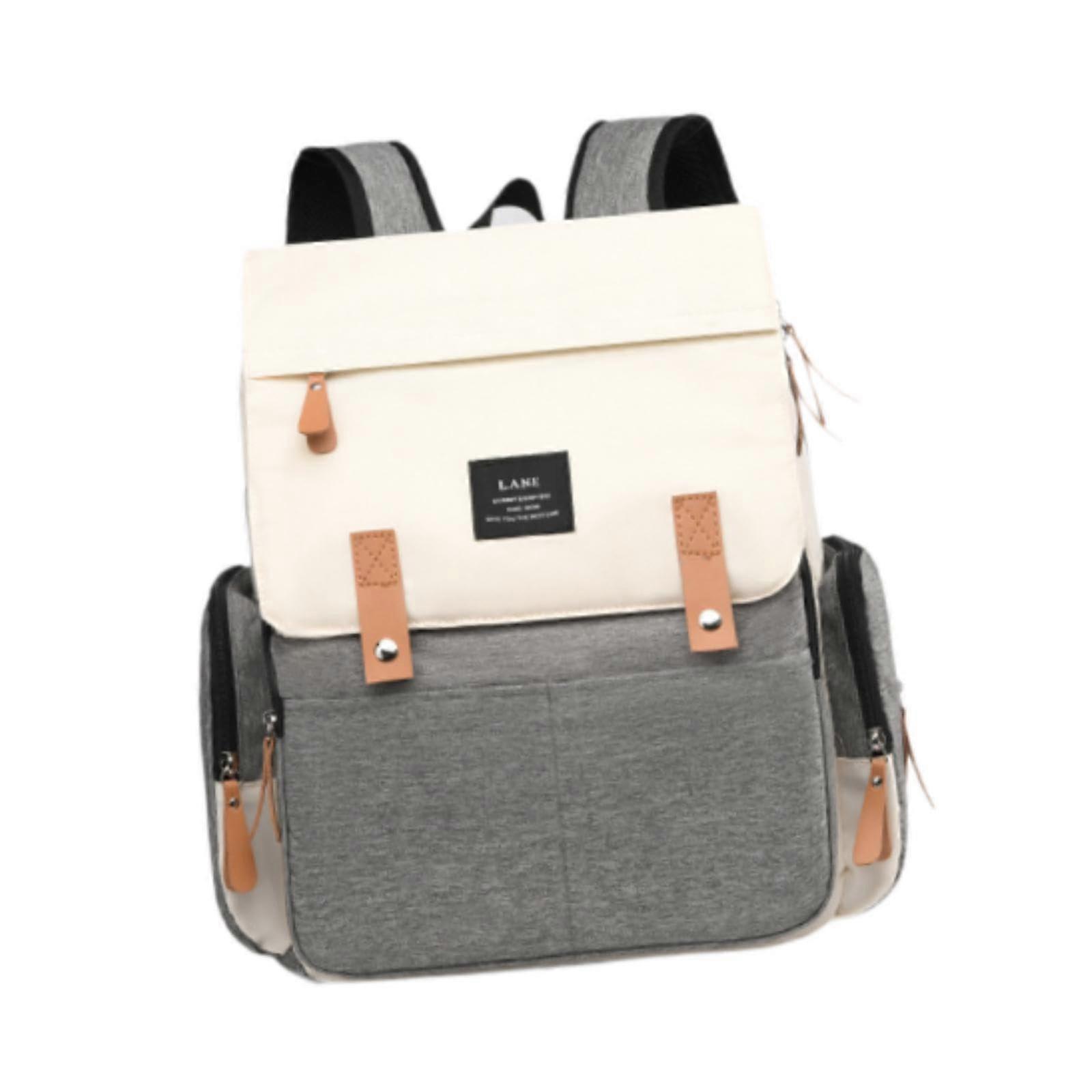 Changing Bag, Large Capacity, Versatile Use, Multifunctional Oxford Fabric, Beige Grey