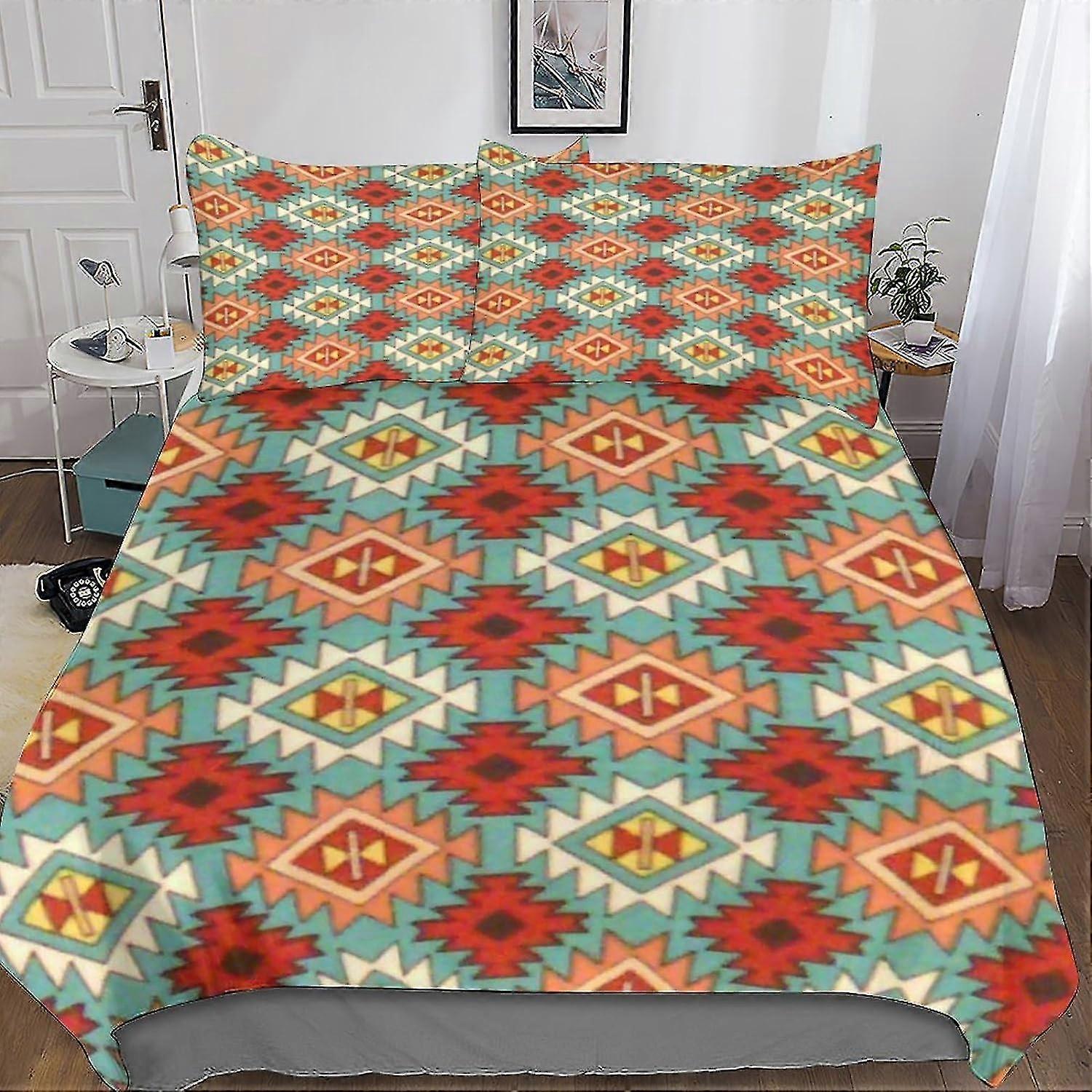 Padrões geométricos 3D Efeito Impresso Conjunto de capa de edredão com fronhas Colcha Conjunto de cama para crianças e adultos