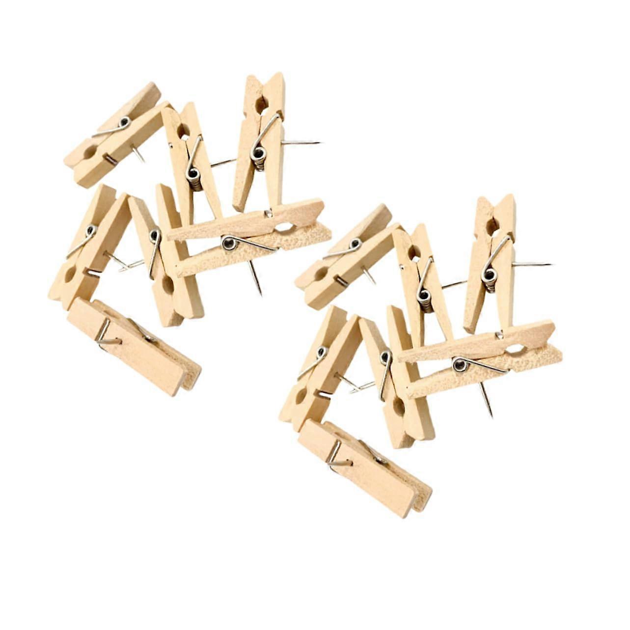 Wooden Push Pin Clips Pack of 20 for Cork Boards, Office Decor, Classroom Use, Smooth Round Head for Photos and Artworks