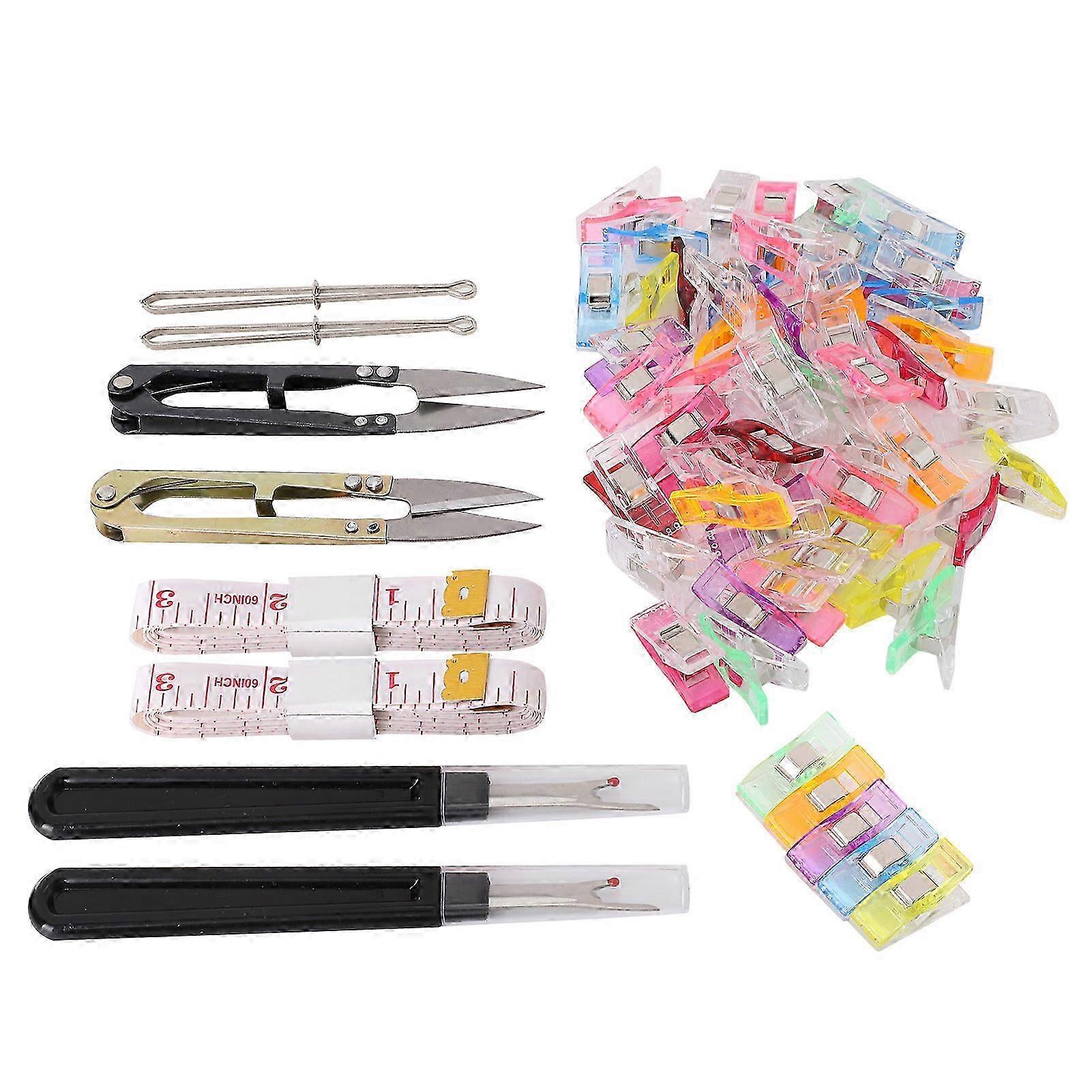 Multipurpose Sewing Set with Clips, Seam Remover, Thread Clippers, Tape Measure, and Threader