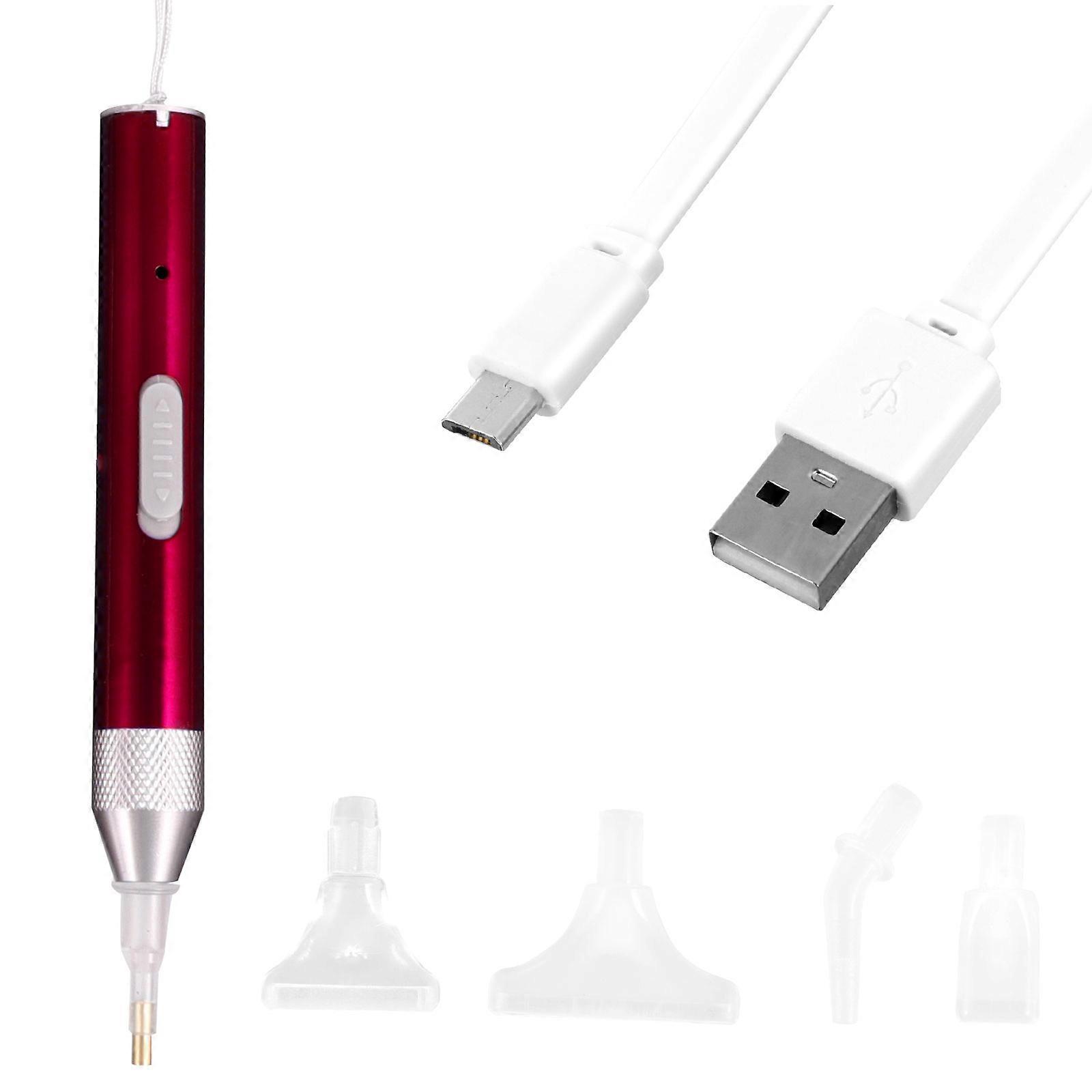 Rhinestone Pointing Pen with Bright Light Rechargeable Diamond Drawing Tool for Gem Art Rhinestone Painting Includes Replaceable Pen Heads Compact