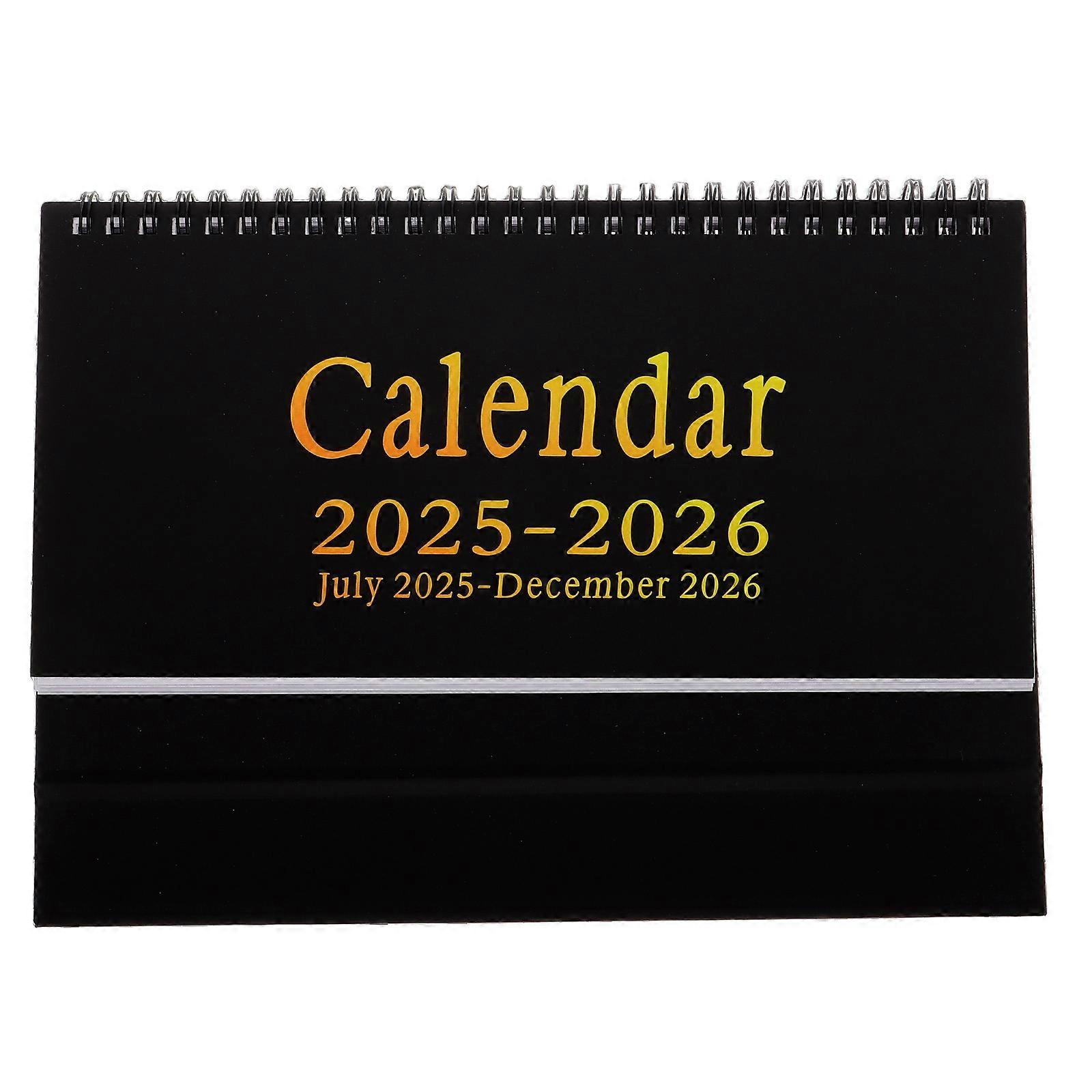 לוח שנה משרדי שחור לשנת 2026 עם מעמד נפתח, מתכנן 18 חודשים