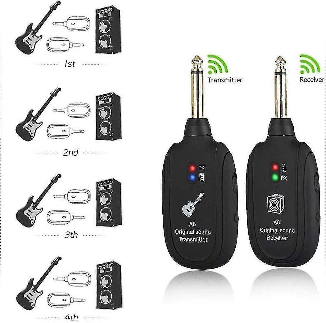 Gitarre Wireless System Wireless Receiver Transmitter Wiederaufladbare digitale Audiogitarre für E-Gitarre Schwarz--