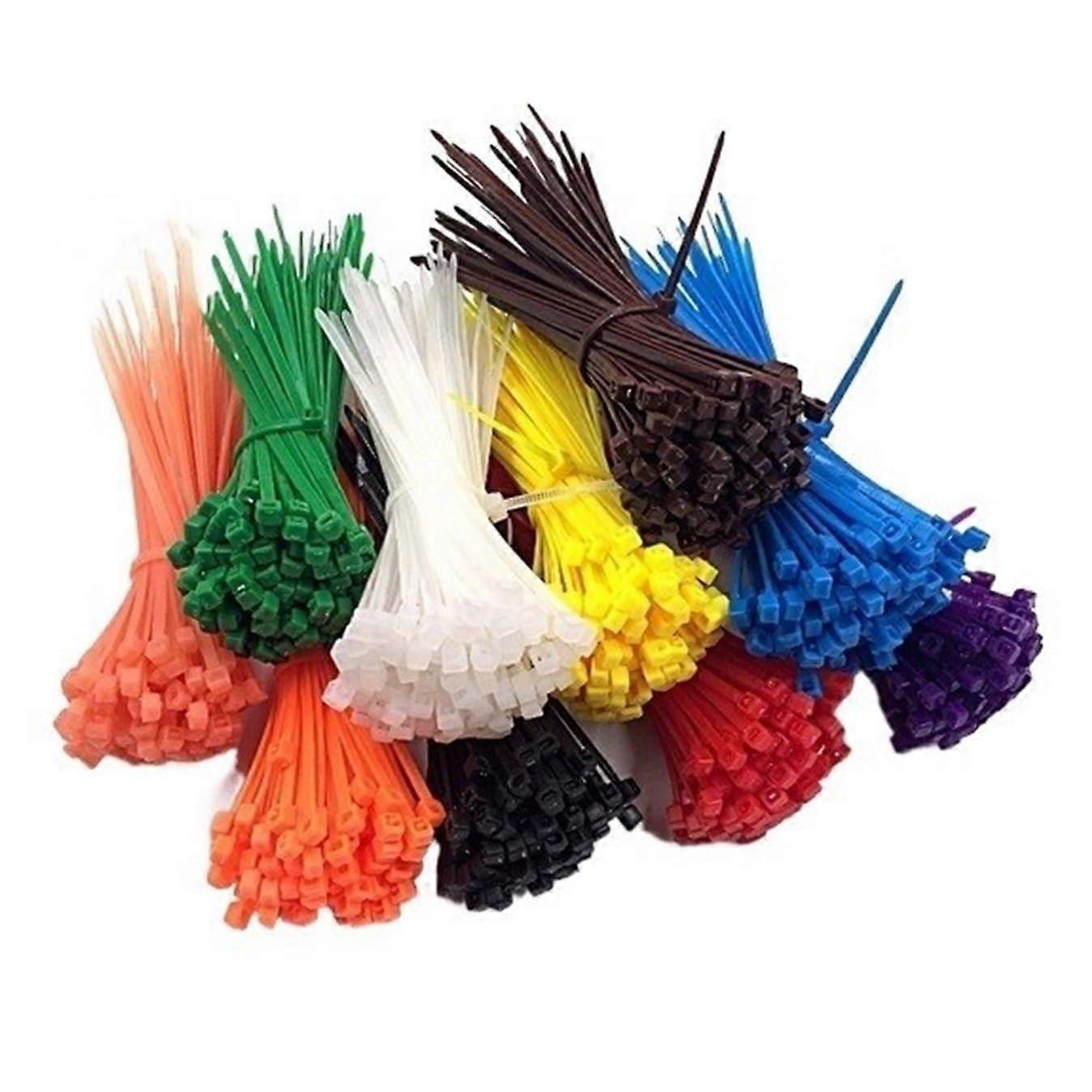 Self-Locking Cable Ties Nylon 4.8 x 200 mm 20 Pack Yellow Multicolor For Cable Management