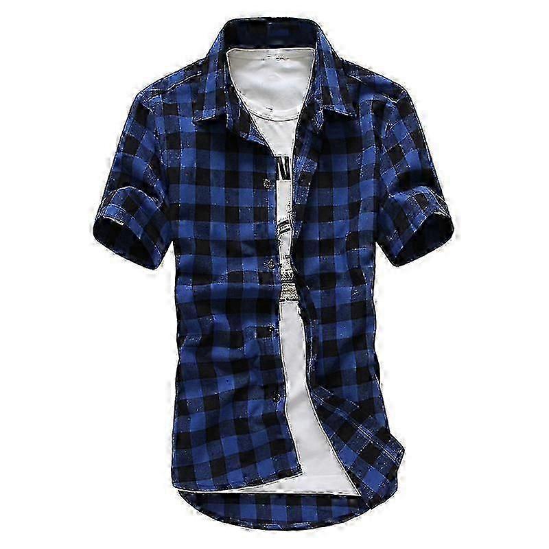 Sommer Herren Hemden Kurzarm Karo Button-Down Tops
