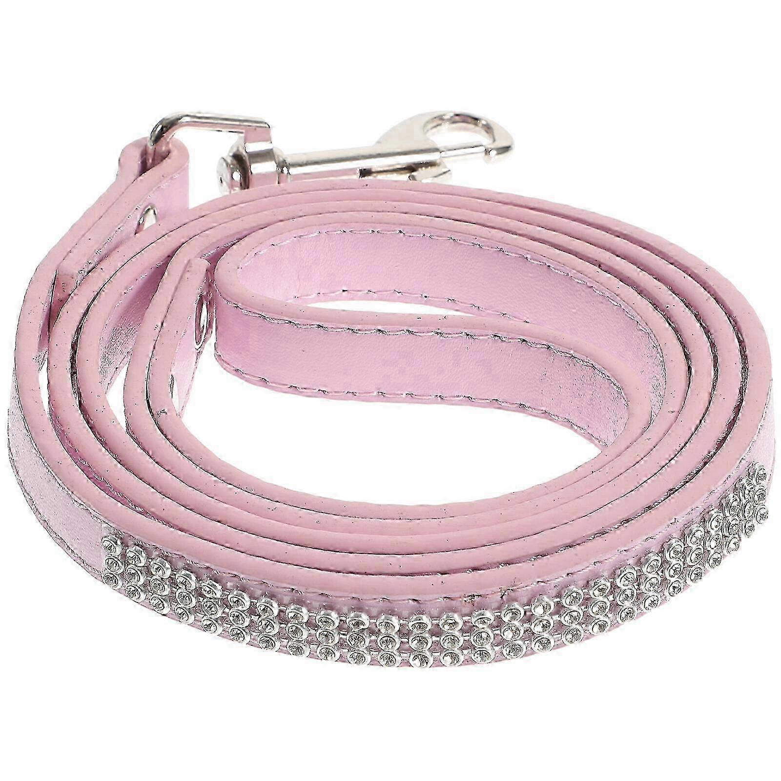 مقود الأليفة الجلود PU الملونة لتدريب ومشي القطط أو مع أحجار الراين المرصعة براقة (الوردي) وصول جديد