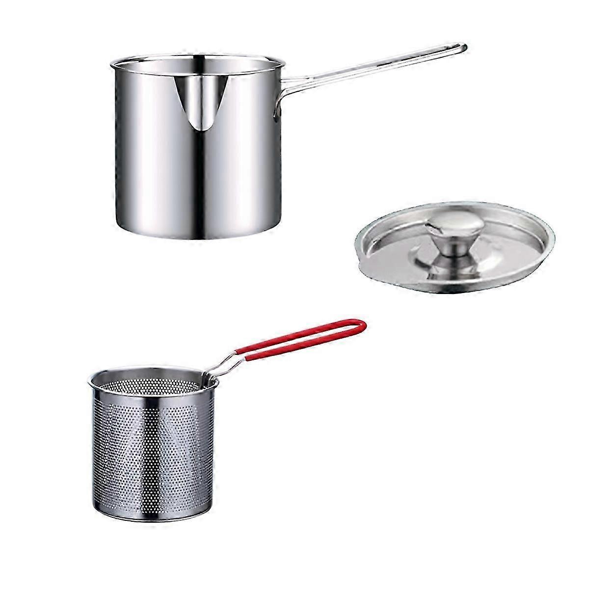 Deep Fryer with Frying Basket Multi-Function Small Pot for Kitchen Use Fried Chicken Cooking Tools Edition 0709