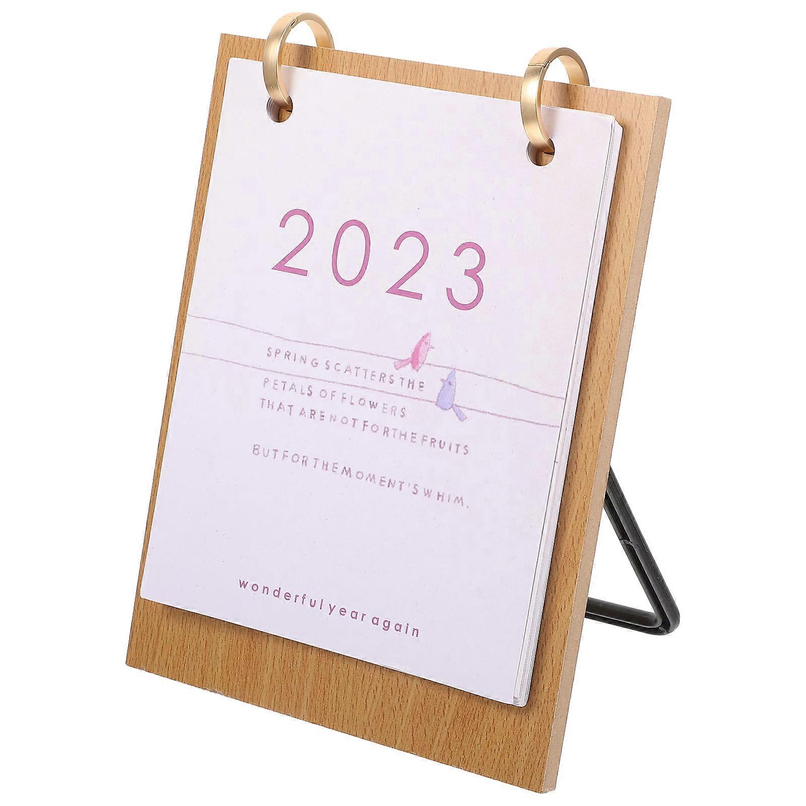 Office Desk Calendar Desktop 2023 Easel Design Yearly Planner Rectangular Shape 21.7X16.6CM Memo Writing 1Pcs