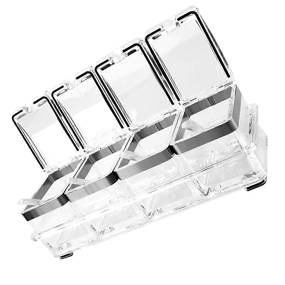 Acrylic Spice Box Set with Lids – Clear Condiment Containers for Salt, Sugar, Pepper – Easy Clean Storage Jars for Kitchen Organization