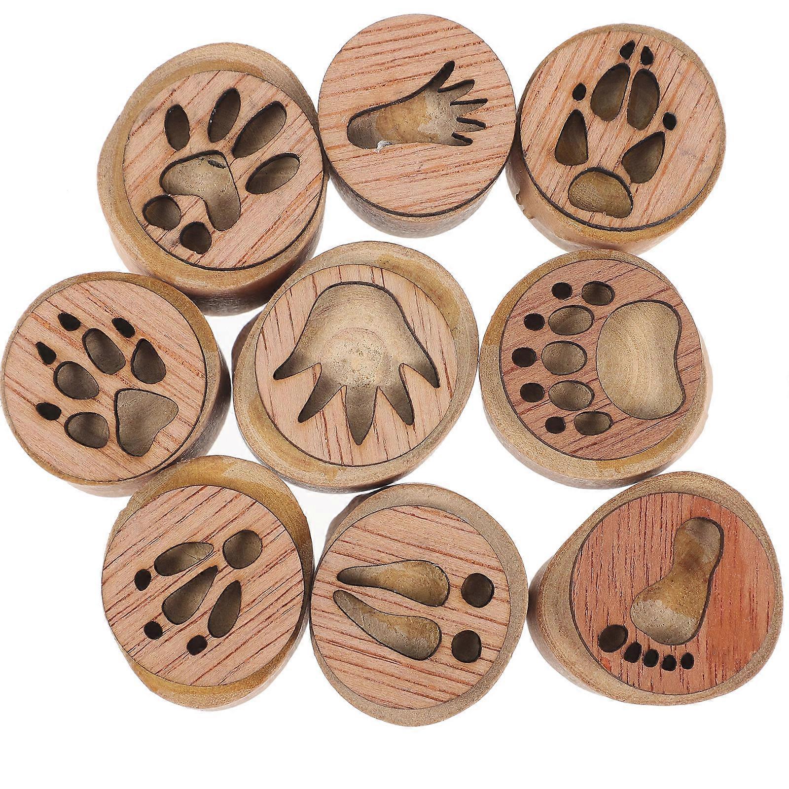1 Set Garden Animal Footprint Stamp Miniature Wooden Stamps for DIY Card Making Craft Projects Scrapbooking Durable Design Various Patterns Festivals