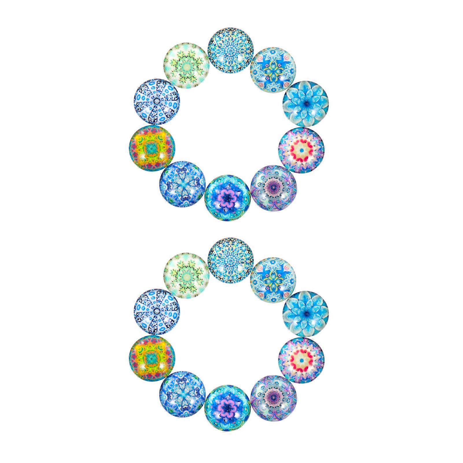 Beautiful Natural Stones Round Glass Patches Assorted Decoration Inlaying 20Set