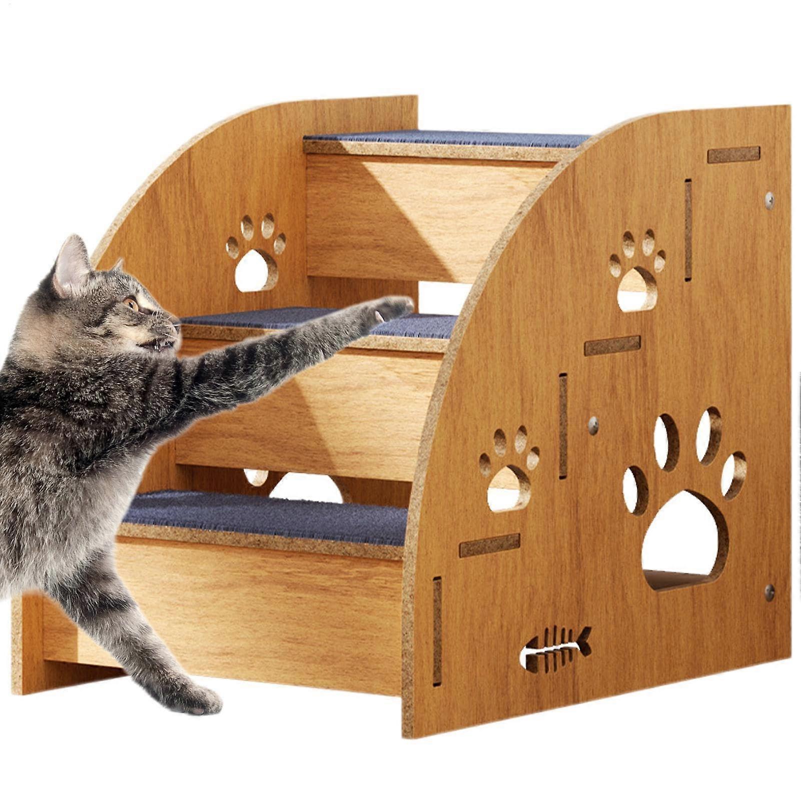 Pet Stairs with Non-Slip Base for Dogs and Cats, Wooden Pet Ladder for High Beds, 2-4 Steps, Suitable for All Sizes