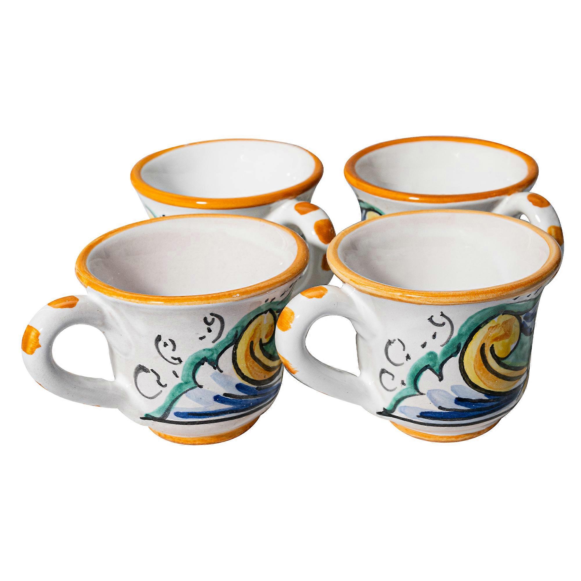 Sicilian Ceramic Cups - classic green style - 4 pieces