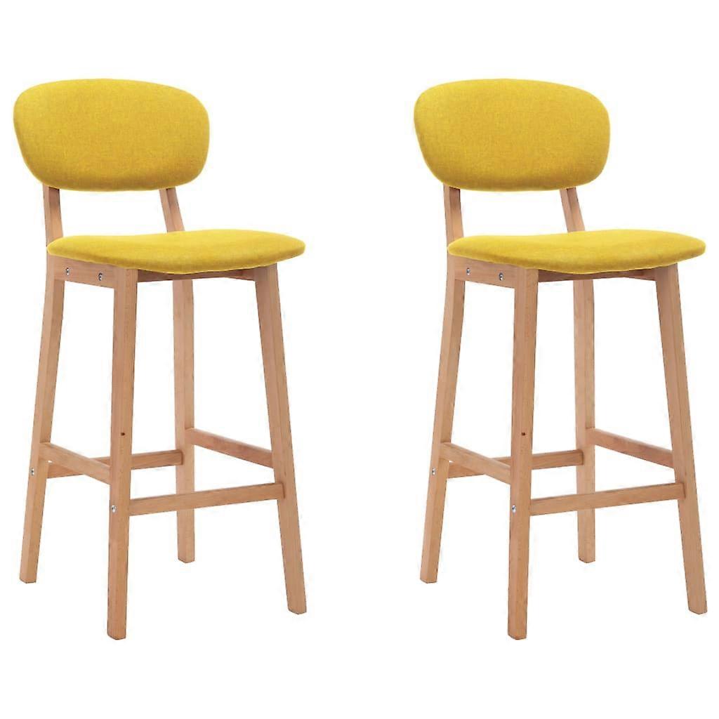 Bar Stools 2 Pcs Mustard Yellow Fabric Benches Bar Stools