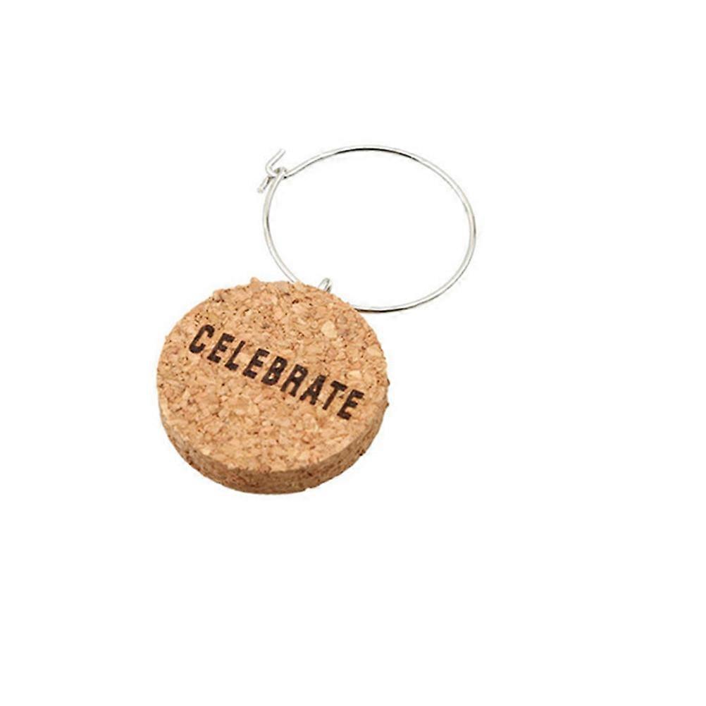 Cork Glass Charms for Cups Identification with Wire Loop Chocolate Color Ideal for Parties and Gatherings 12 Pieces