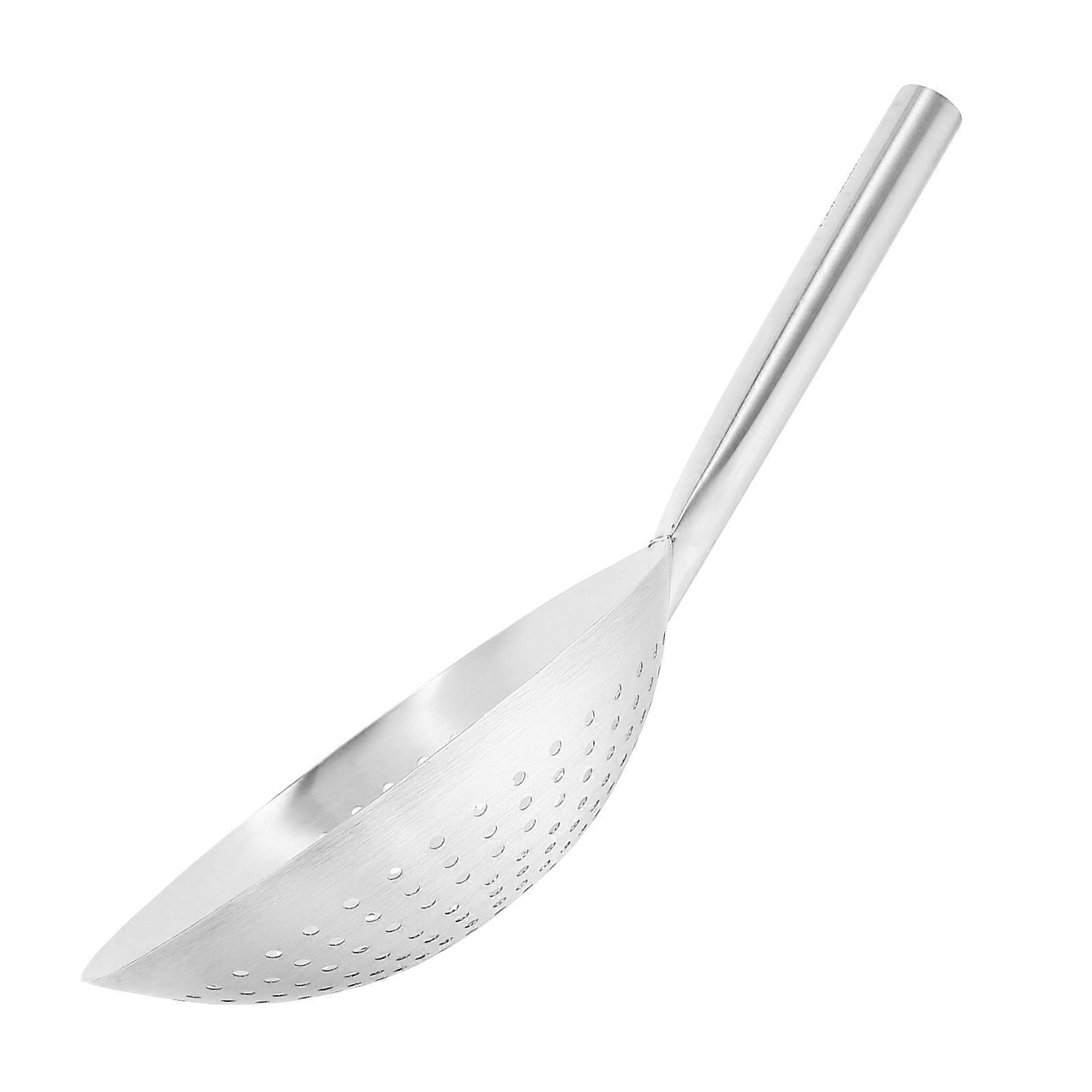Stainless Steel Kitchen Skimmer Ladle with Thickened Fine Mesh Wire Strainer for Oil Frying Pasta Filtering Draining Polished Handle