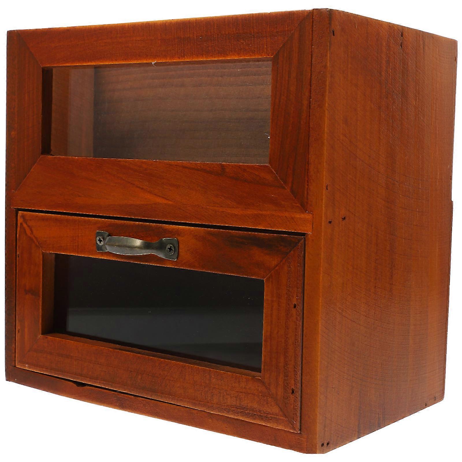 Desktop Sundries Storage Box Wooden Organizer Multi-Function Table Remote Control Storage Dressing Table Use 20.00X19.00X12.50CM 1Pcs