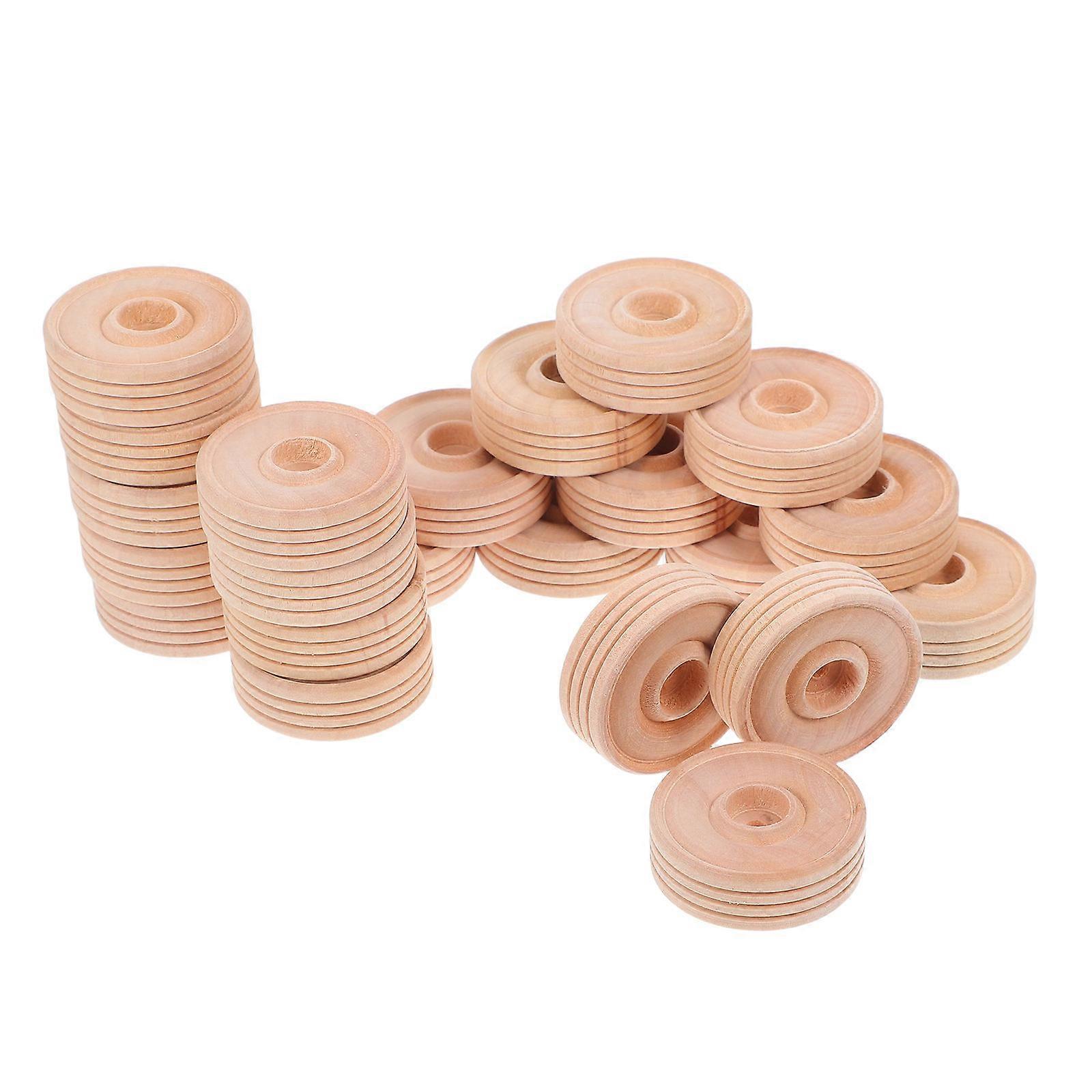 50pcs Round Wooden Wheels DIY Craft Accessories for Creative Projects and Handmade Making for Boys